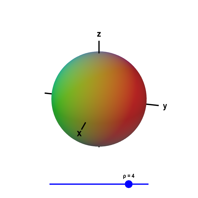 Applet: Surfaces of constant $\rho$ in spherical coordinates