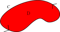 A closed curve with region in interior