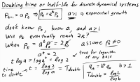 Doubling time and half-life for discrete dynamical systems